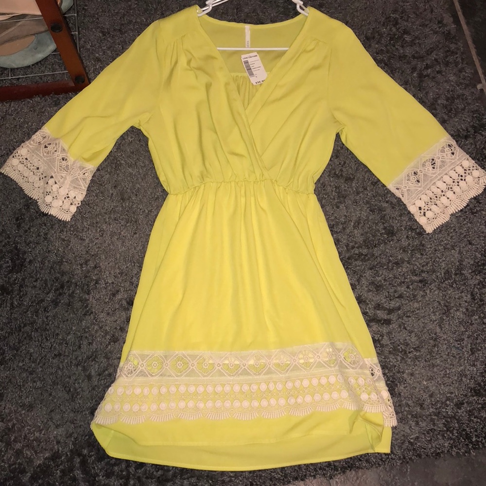 Crochet Bell Sleeve Yellow Dress